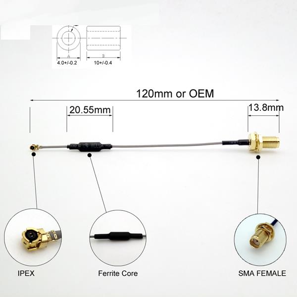 SMA konektorski kabel z IPEX pigmentom